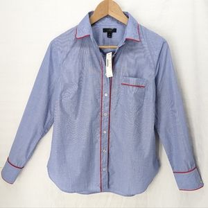 J.Crew NWT pajama top, chambray with red satin piping